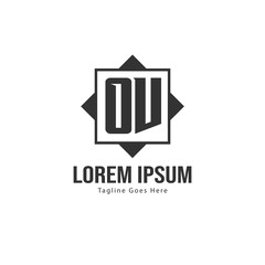 Initial OV logo template with modern frame. Minimalist OV letter logo vector illustration