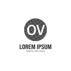 Initial OV logo template with modern frame. Minimalist OV letter logo vector illustration