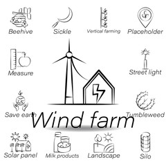 wind farm hand draw icon. Element of farming illustration icons. Signs and symbols can be used for web, logo, mobile app, UI, UX