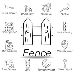 fence hand draw icon. Element of farming illustration icons. Signs and symbols can be used for web, logo, mobile app, UI, UX