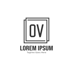 Fototapeta premium Initial OV logo template with modern frame. Minimalist OV letter logo vector illustration