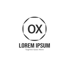 Initial OX logo template with modern frame. Minimalist OX letter logo vector illustration