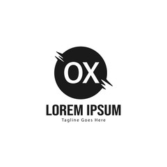 Initial OX logo template with modern frame. Minimalist OX letter logo vector illustration