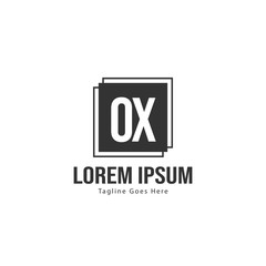 Initial OX logo template with modern frame. Minimalist OX letter logo vector illustration