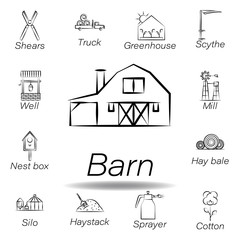 barn hand draw icon. Element of farming illustration icons. Signs and symbols can be used for web, logo, mobile app, UI, UX