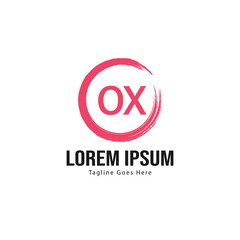 Initial OX logo template with modern frame. Minimalist OX letter logo vector illustration