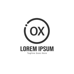 Initial OX logo template with modern frame. Minimalist OX letter logo vector illustration