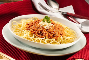 Espaguetis boloñesa, pasta italiana. Spaghetti Bolognese, Italian pasta