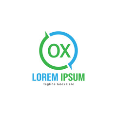 Initial OX logo template with modern frame. Minimalist OX letter logo vector illustration