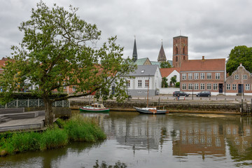 The traditional historic village of Ribe on Jutland in Denmark