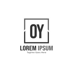 Initial OY logo template with modern frame. Minimalist OY letter logo vector illustration