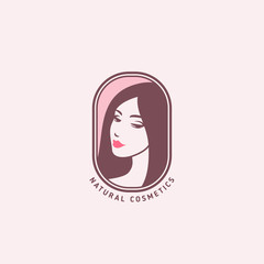 Woman face emblem pink