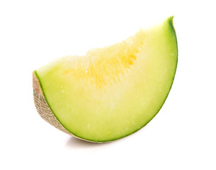 Slices green melon isolated on white background