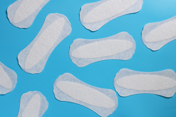 women's hygiene products, daily sanitary pads, space for text, cleanliness and freshness, women's health, gynecology