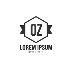 Initial OZ logo template with modern frame. Minimalist OZ letter logo vector illustration