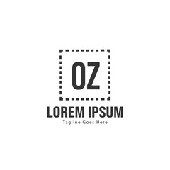 Initial OZ logo template with modern frame. Minimalist OZ letter logo vector illustration