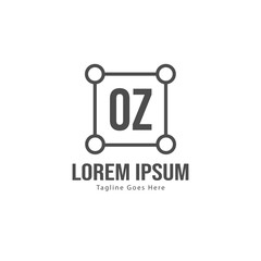 Initial OZ logo template with modern frame. Minimalist OZ letter logo vector illustration
