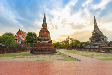 Naklejka premium Ayutthaya historical park covers the ruins of the old city of Ayutthaya, Wat phra si sanphet.