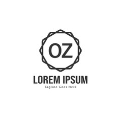 Initial OZ logo template with modern frame. Minimalist OZ letter logo vector illustration