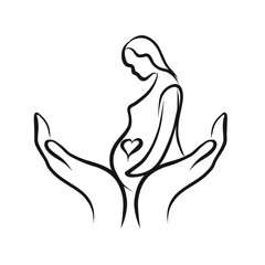 Midwife sign icon with hands
