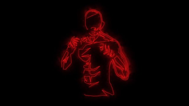 Red Fighter Boxer Animated Logo with Reveal Effect