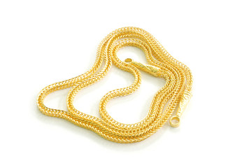 Singer of gold placed on a white background.