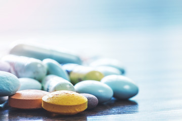 Pills and capsules, social issue, medicine and the pharmaceutical industry