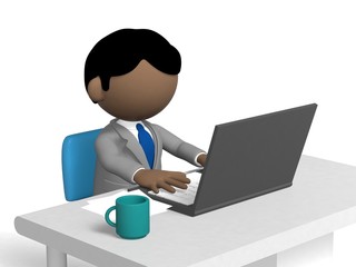 机で仕事するビジネスマン