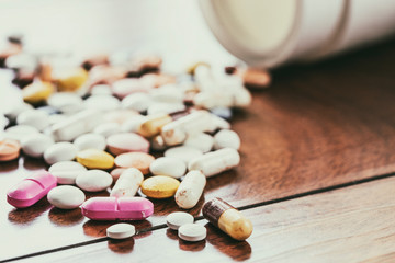 Pills and capsules, social issue, medicine and the pharmaceutical industry