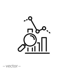 report icon, analytics data, research market thin line symbol for web and mobile phone on white background - editable stroke vector illustration eps10