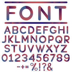 Modern design alphabet font, numbers and symbols. Vector illustration