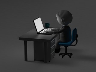 夜に仕事をするビジネスマン