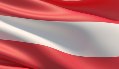 High resolution close-up flag of Austria. 3D illustration.