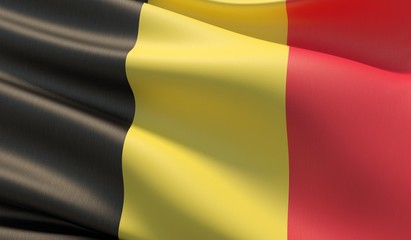 Fototapeta premium High resolution close-up flag of Belgium. 3D illustration.