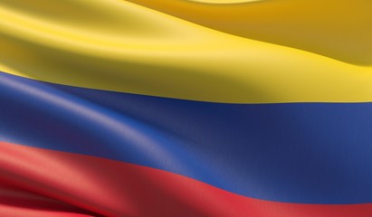 High resolution close-up flag of Colombia. 3D illustration.