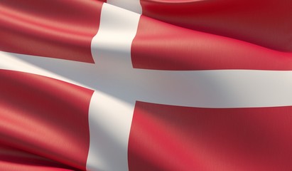 Fototapeta premium High resolution close-up flag of Denmark. 3D illustration.