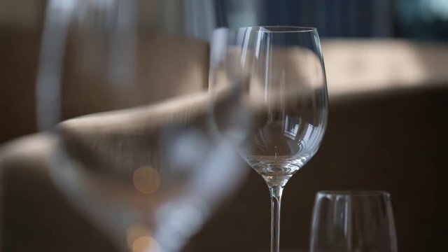 empty glasses wine in restaurant, glass water, campaign glass