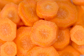 raw carrot slices closeup