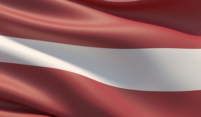 Fototapeta premium High resolution close-up flag of Latvia. 3D illustration.