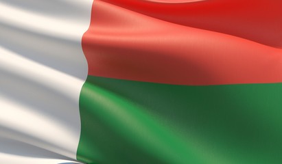 Fototapeta premium High resolution close-up flag of Madagascar. 3D illustration.
