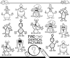 find two identical monsters coloring book
