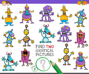 Fototapeta premium find two identical monsters task for children