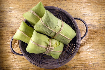 Pamonha and Curau stroller sale - typical green corn and cheese food - common Brazilian food at...