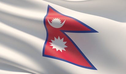 High resolution close-up flag of Nepal. 3D illustration.