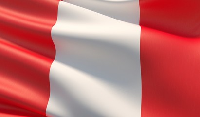 High resolution close-up flag of Peru. 3D illustration.