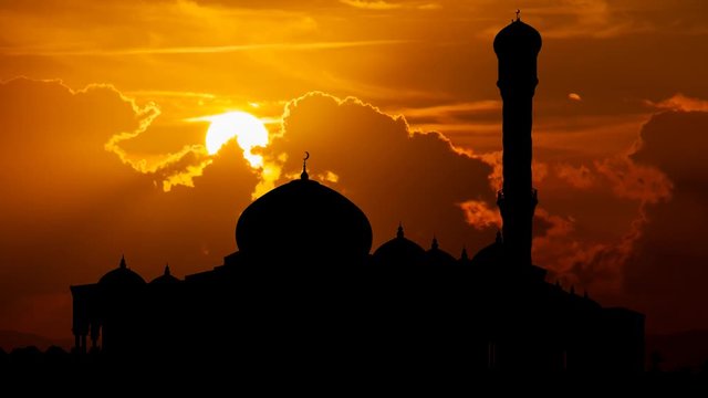 Al Zulfa Mosque or Royal Guards of Oman Mosque,  Time Lapse at Sunset