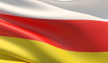 High resolution close-up flag of South Ossetia. 3D illustration.