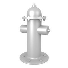 3D Rendering of silver grey fire hydrant