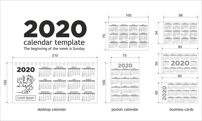 2020 calendar template