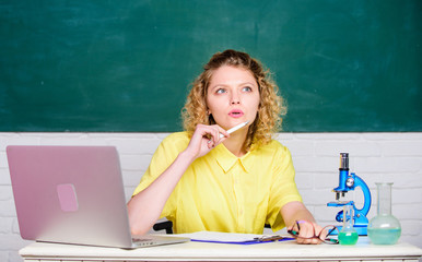 Back to school. School laboratory. University student or school teacher. Software for studying....